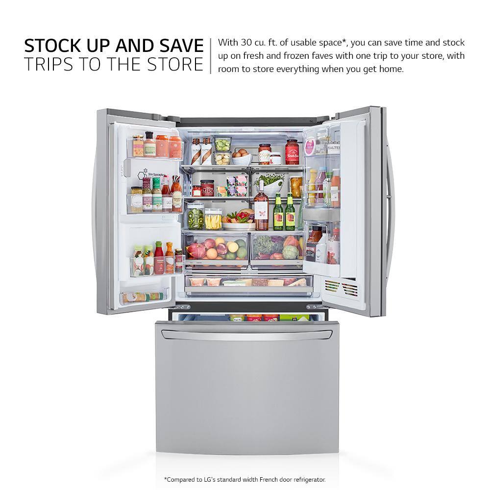 LG 30 cu. ft. French Door Smart Refrigerator Door-In-Door Dual Ice Makers with Craft Ice PrintProof Stainless Steel LRFDS3016S