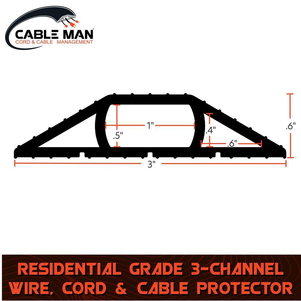 10 ft. Residential Grade 3-Channel Ivory Wire Cord and Cable Protector 6000-W10C