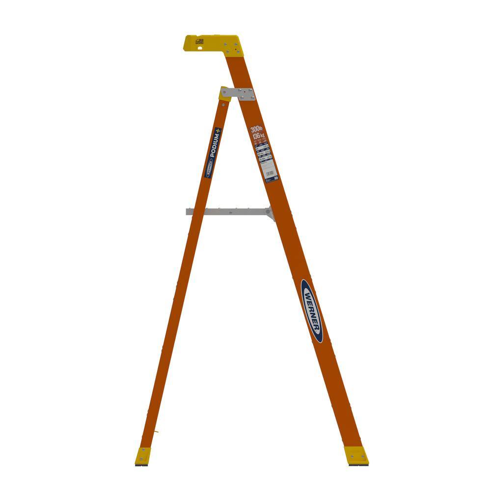 Werner 4 ft. Fiberglass Podium+ Platform Step Ladder (10 ft. Reach Height) with 300 lbs. Load Capacity Type IA Duty Rating PDLIA04