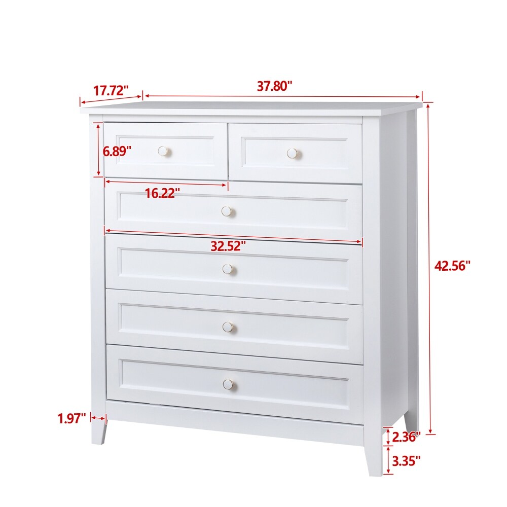 6 Drawer Dresser Bar Storge Cabinet Lockers with Retro Round Handle