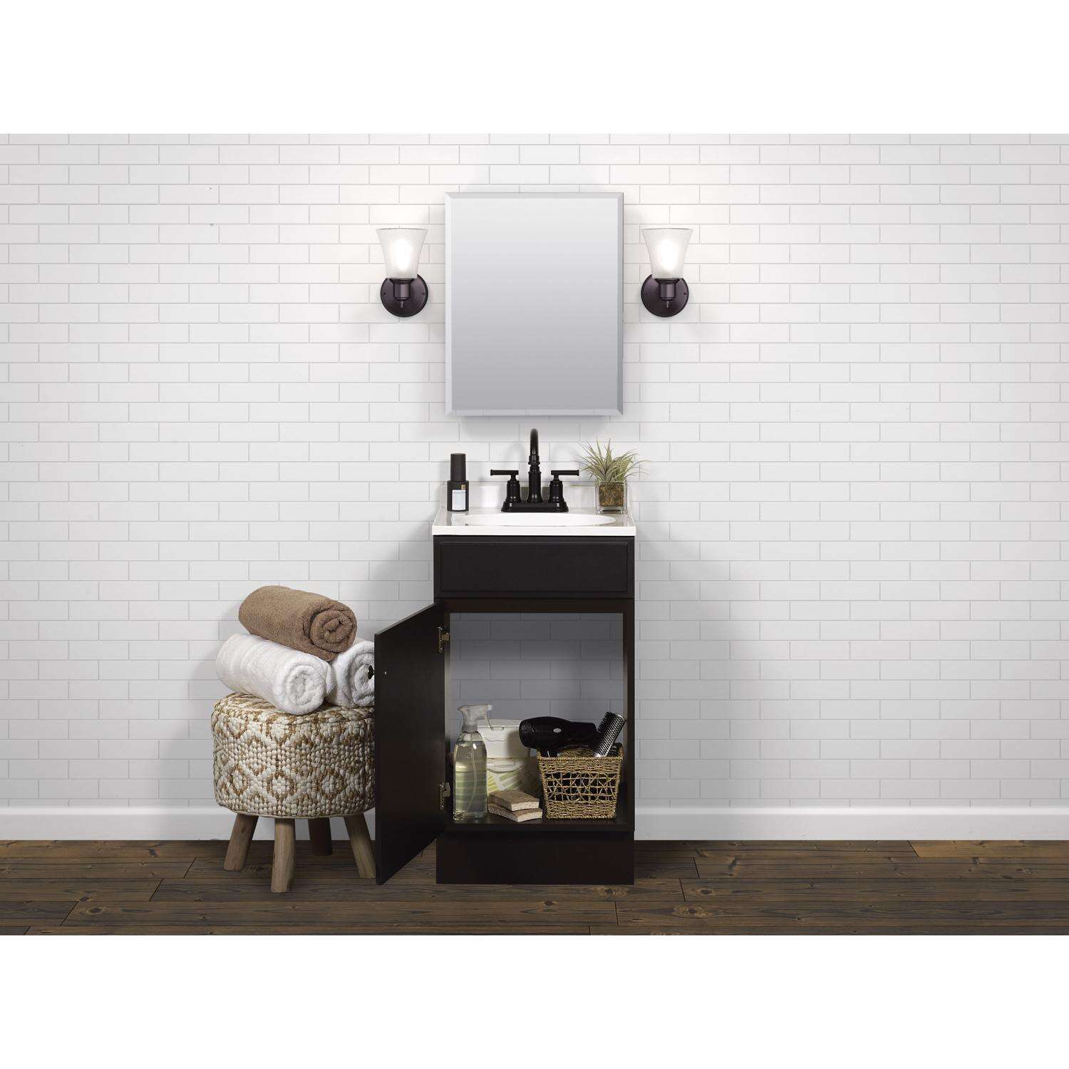 Zenna Home Single Espresso Vanity Combo 18 in. W X 16 in. D X 35 in. H