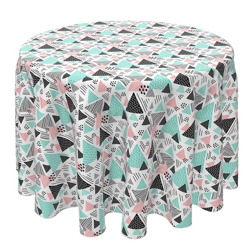 Round Tablecloth， 100% Cotton， 60 Round， Retro Trends Pattern