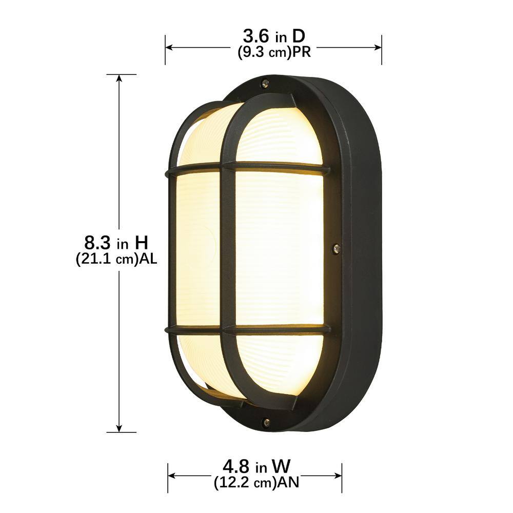 PRIVATE BRAND UNBRANDED Black LED Outdoor Bulkhead Light with CCT Color Switchable from 3000K 4000K 5000K G19716-BK