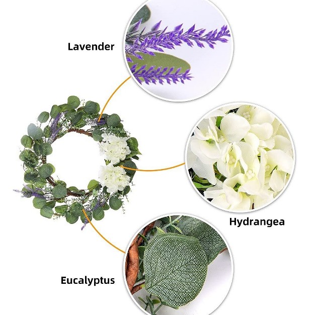 Eucalyptus And Lavender Artificial Wreath With White Hydrangeas For Front Door Or Wall Decor green