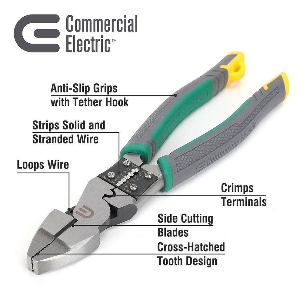 Commercial Electric 9 in. High-Leverage Multi-Purpose Linesman Pliers CE190204