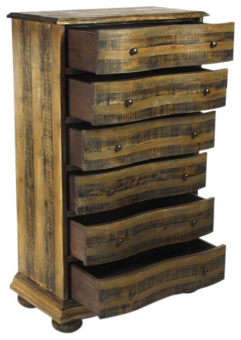 Chest of Drawers Sienna Mahogany Recycled Pine Reclaimed 6  Dr   Rustic   Accent Chests And Cabinets   by EuroLuxHome  Houzz