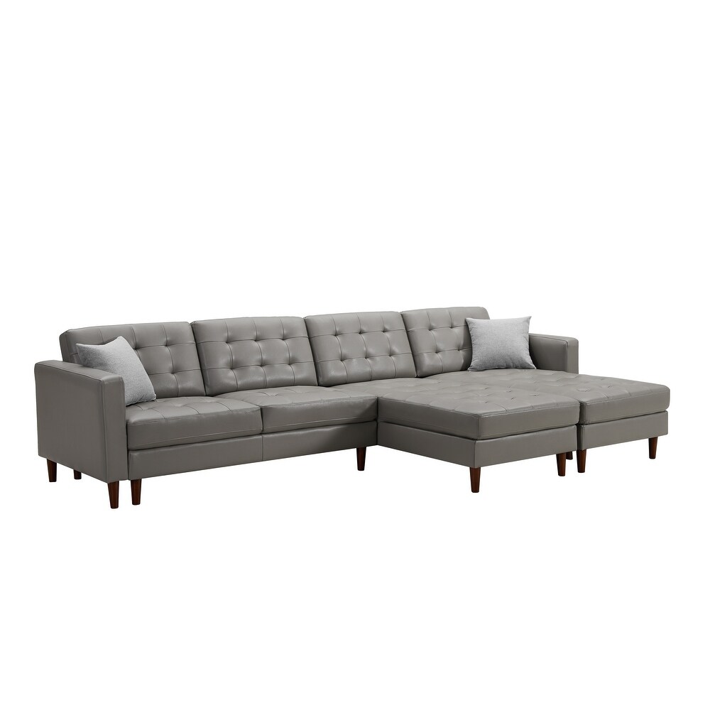 Dark Grey PU Leather U Shaped Sofa  with A Love Sofa and Two Lounge Chairs  Supporting DIY Combinations  Living Room Sofa Bed