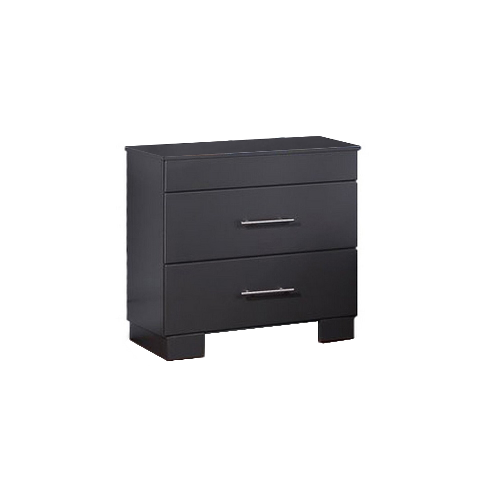 Vin 23 Inch Modern Nightstand， 2 Drawers， Simple Design， Charcoal Gray - - 36884159