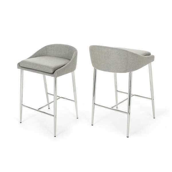 Bandini Modern Upholstered Counter Stools with Chrome Legs (Set of 2) by Christopher Knight Home