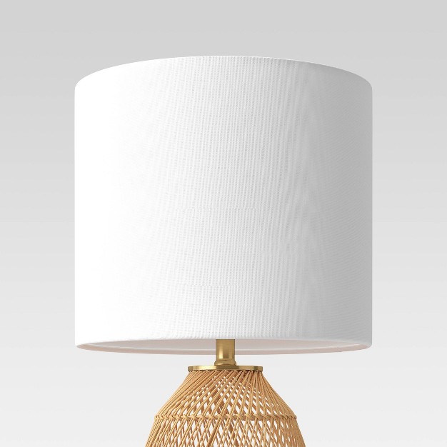 Rattan Diagonal Weave Table Lamp Tan