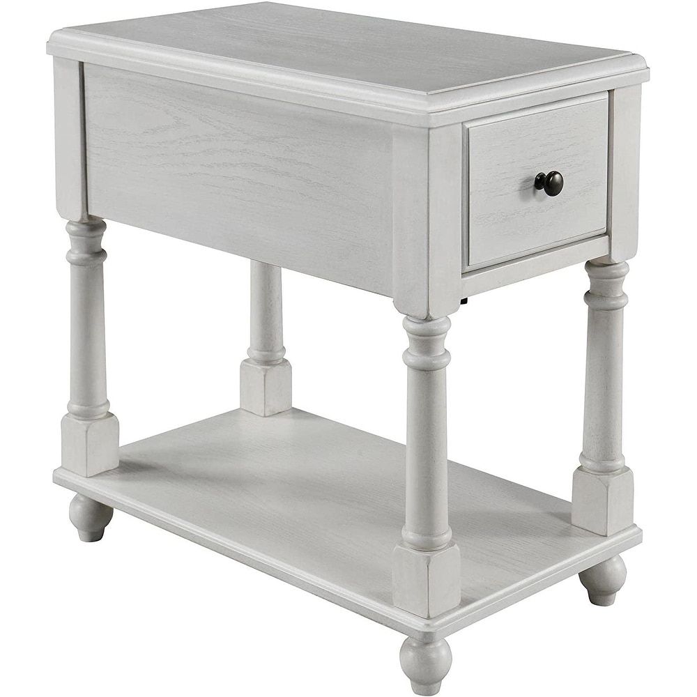 End Table with Drawer  Solid Wood 2 Tier End Side Table