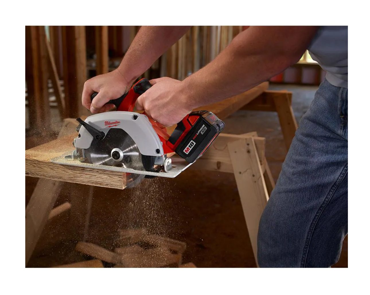 Milwaukee 2630-20-48-11-1837 M18 18V Lithium-Ion Cordless 6-1/2 in. Circular Saw with Two 3.0 Ah Batteries