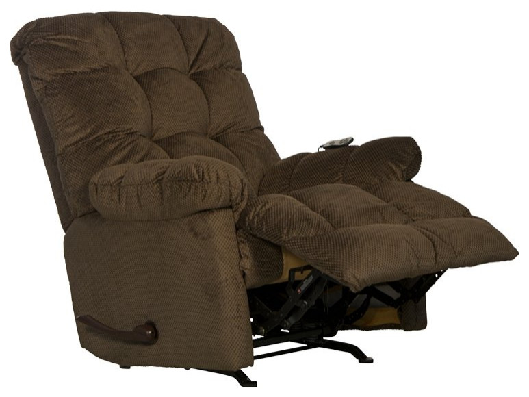 Batts Chaise Rocker Recliner with Heat  ampMassage in Brown Polyester Fabric   Transitional   Recliner Chairs   by Massiano  Houzz