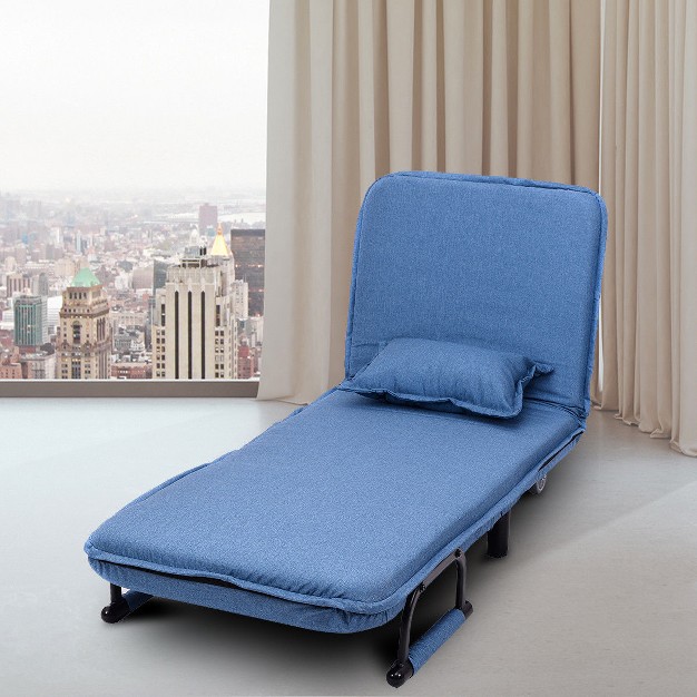 Folding Sofa Bed Sleeper Convertible Armchair Leisure Chaise Lounge Couch Blue