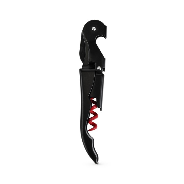 True Truetap Double Hinged Waiter s Corkscrew Matte Black Bottle Opener With Foil Cutter Wine Key