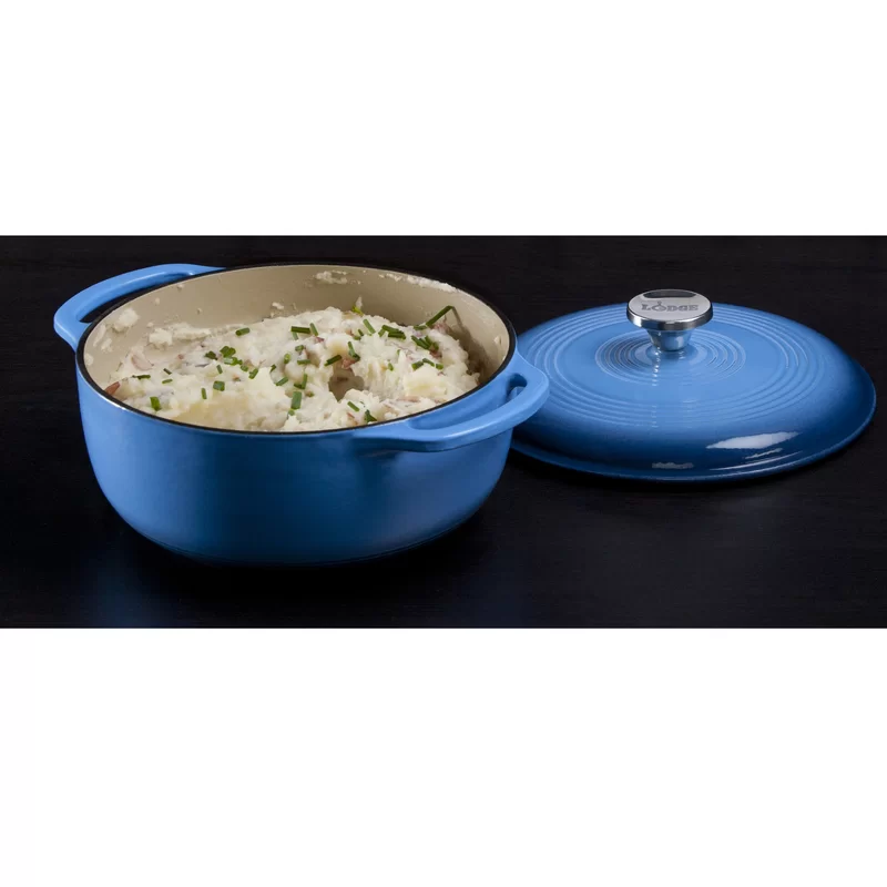 Lodge EC4D33 Enameled Cast Iron Dutch Oven， 4.5-Quart， Caribbean Blue