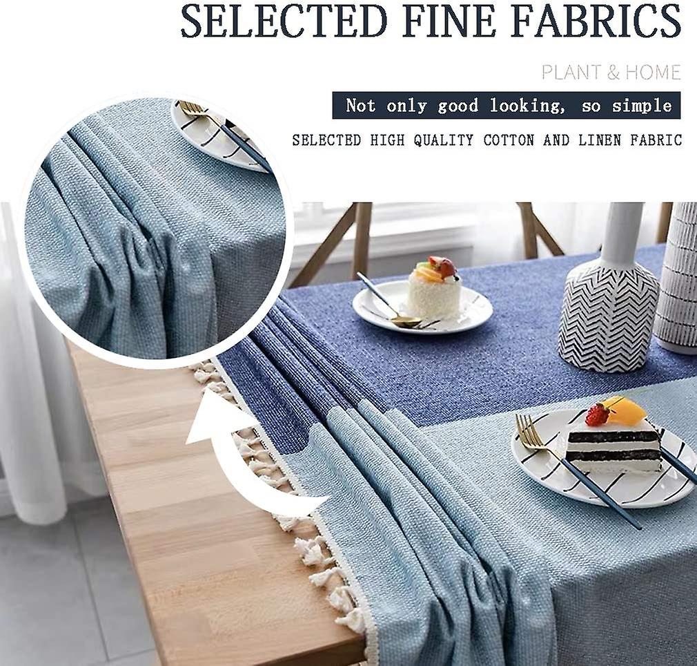 Tablecloth Modern Fashion Spliced Striped Tablecloth Washable Dust-proof Cotton Linen Stitching Tassel Table Cloth For Rectangle Tables Kitchen (stitc