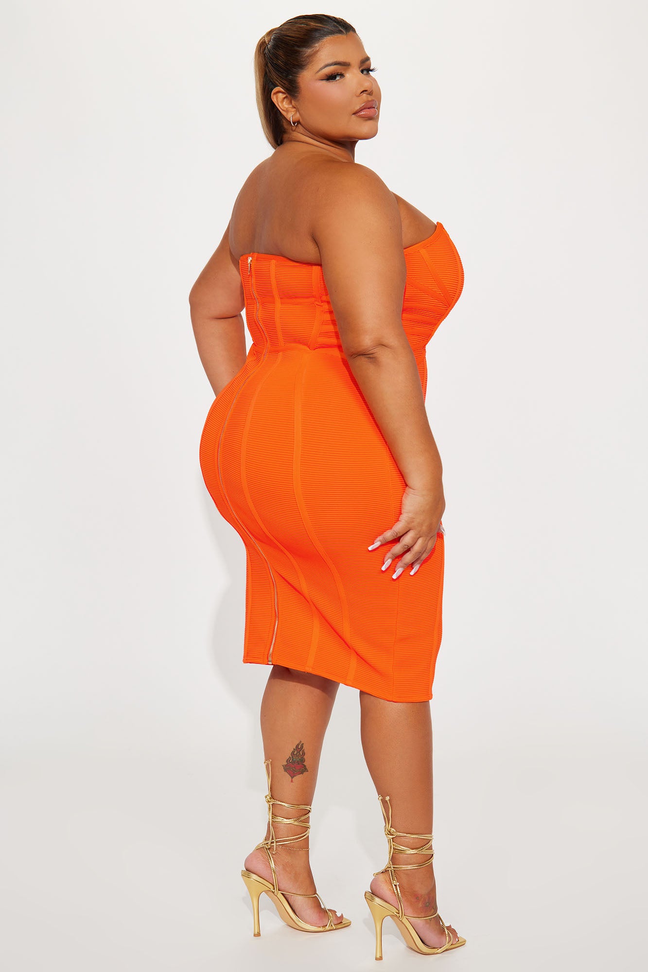 Bangkok Bandage Midi Dress - Orange