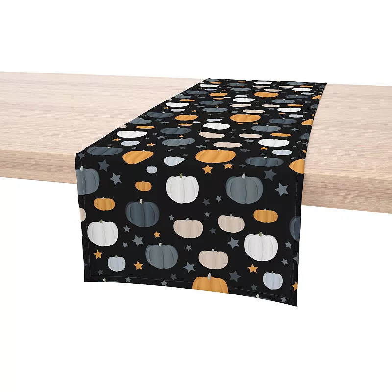 Table Runner， 100% Cotton， 16x108， Halloween Pumpkin and Stars