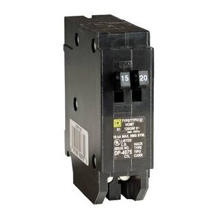 Square D Homeline 15 Amp 20 Amp Single-Pole Tandem Circuit Breaker HOMT1520CP