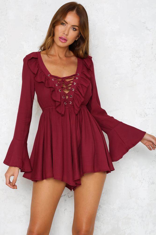 Kiss Me Quick Romper Wine