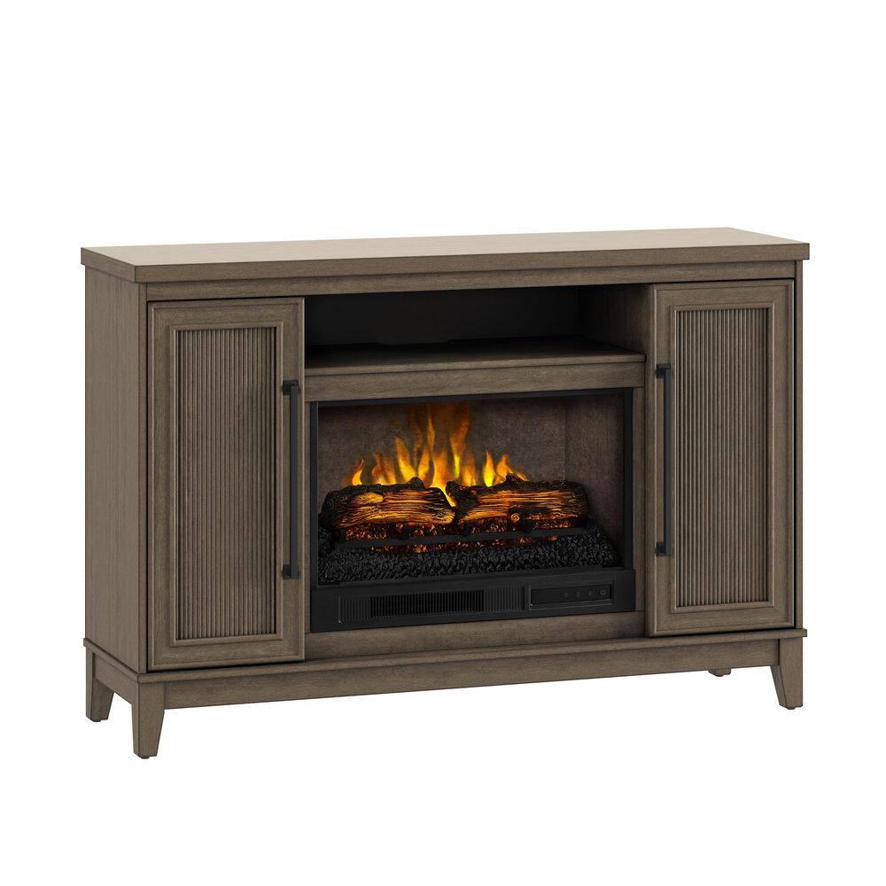 SCOTT LIVING BLAINE 54 in Freestanding Media Console Wooden Electric Fireplace in Light Brown Birch