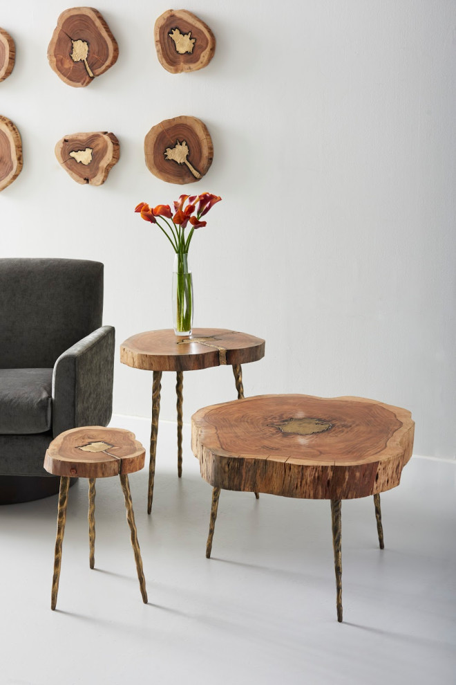 Molten Side Table  Large  Poured Brass In Wood   Midcentury   Side Tables And End Tables   by HedgeApple  Houzz