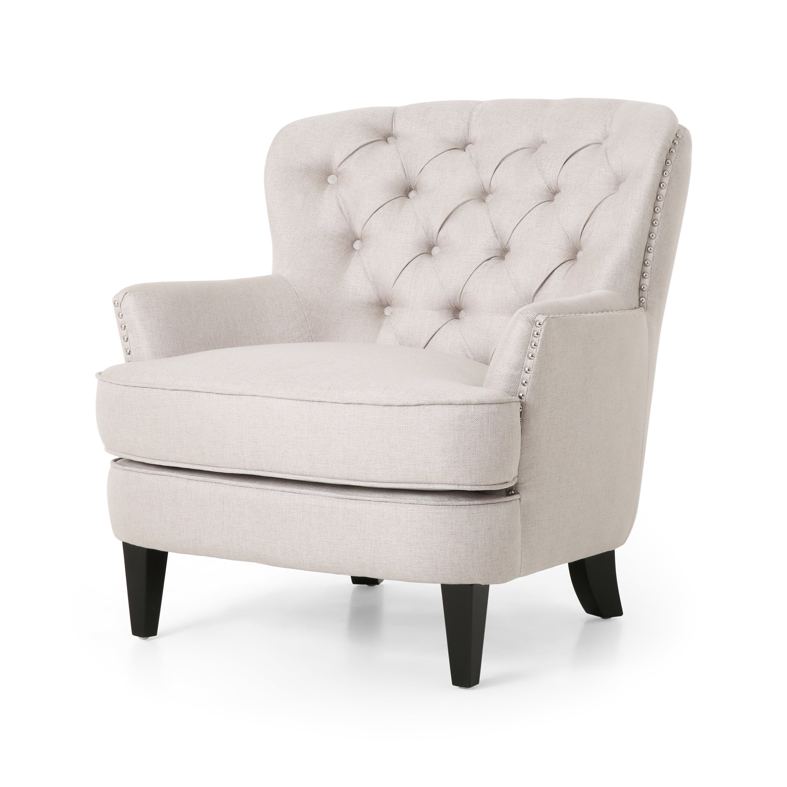 Jaxen Contemporary Tufted Fabric Club Chair and Ottoman Set