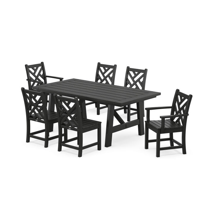 Polywood Chippendale 7-Piece Rustic Farmhouse Dining Set PWS1075-1