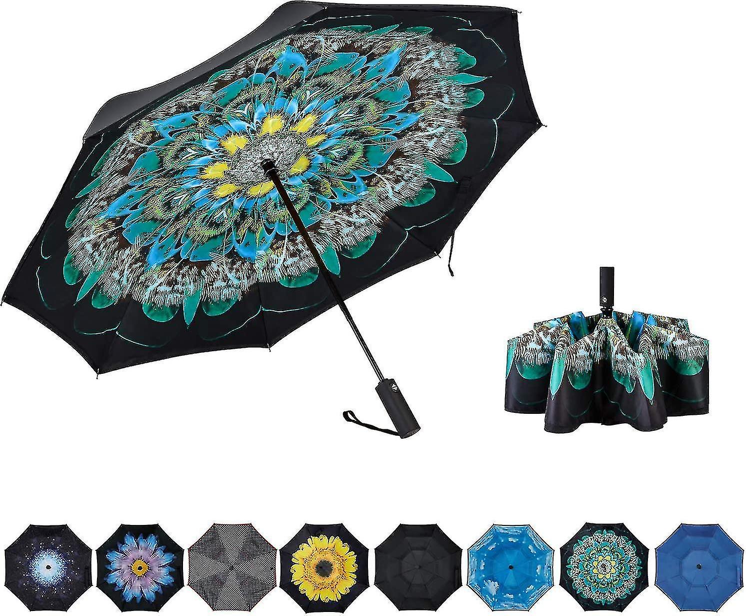 Liangnv Inverted Umbrella Double Layer Automatic Folding Reserve Umbrella Windproof Uv Protection Fo