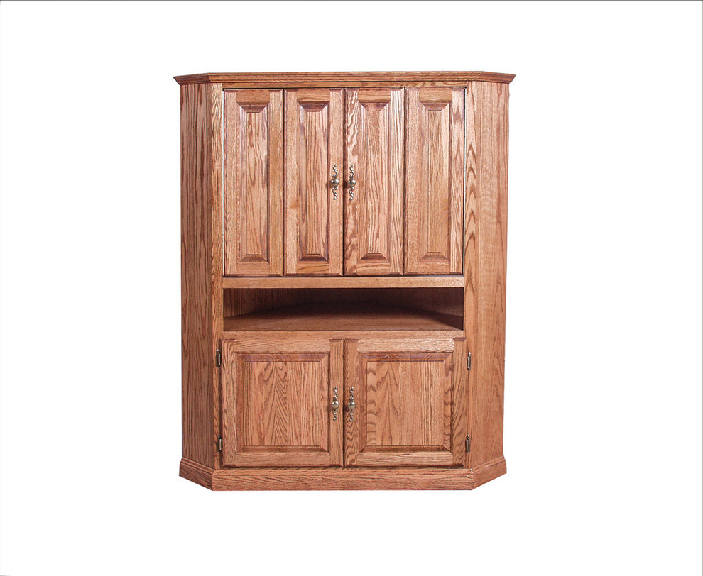 Traditional Oak Large Corner TV Unit   Traditional   Entertainment Centers And Tv Stands   by Oak Arizona  Houzz