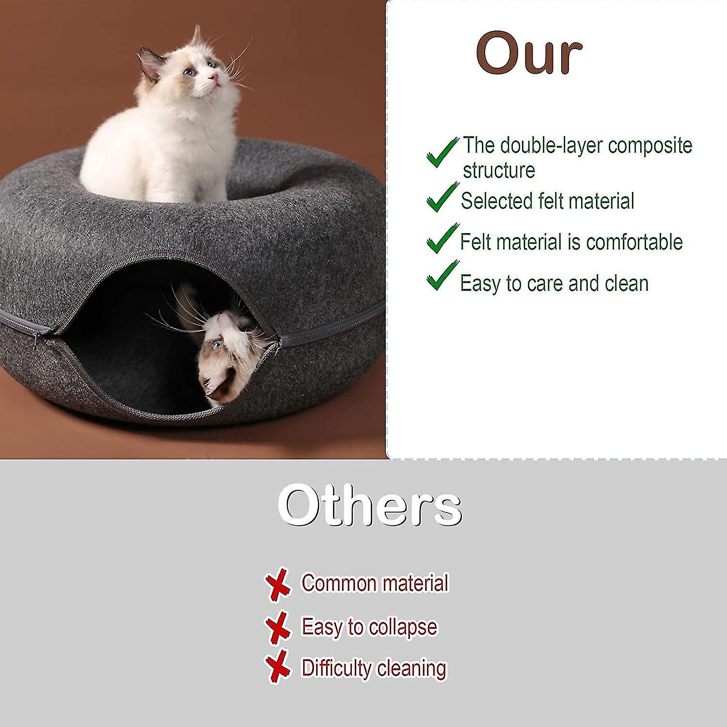 Four Seasons Available Cat Nest， Round Felt Pet Nest， Cat Tunnel Nest， Felt Cat Bed Donut Felt Pet N