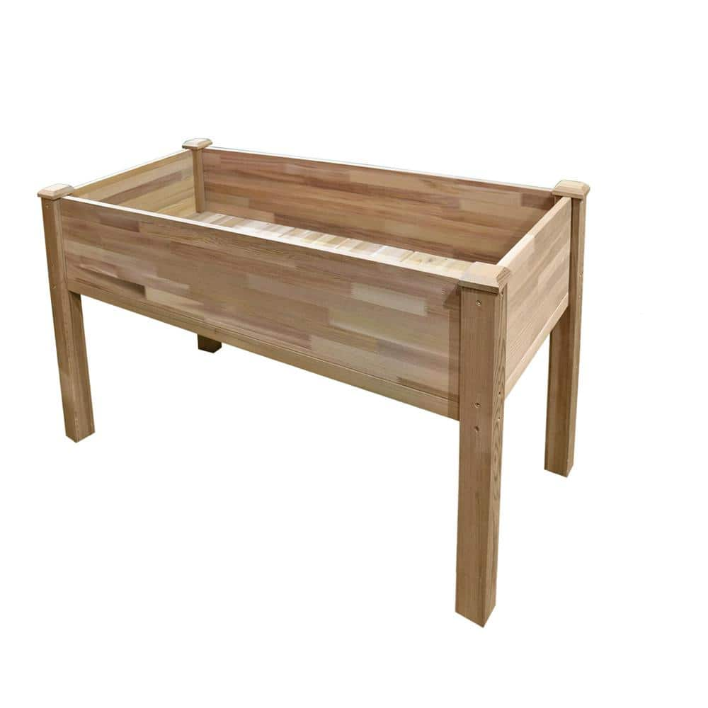 Raised Garden Bed， Cedar Wood Elevated Herb Garden with Legs， 49 in. x 23 in. x 30 in. JUM4923