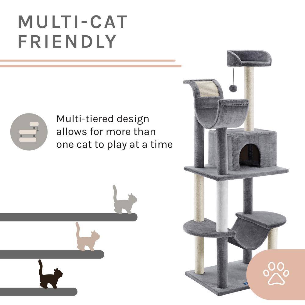 Sam's Pets Submarine 60 in. Gray Hard Box Cat Tree SP-CT1284GY