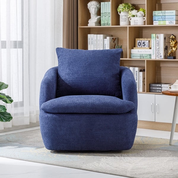 Modern Upholstered Living Room Swivel Club Chair with Pillow