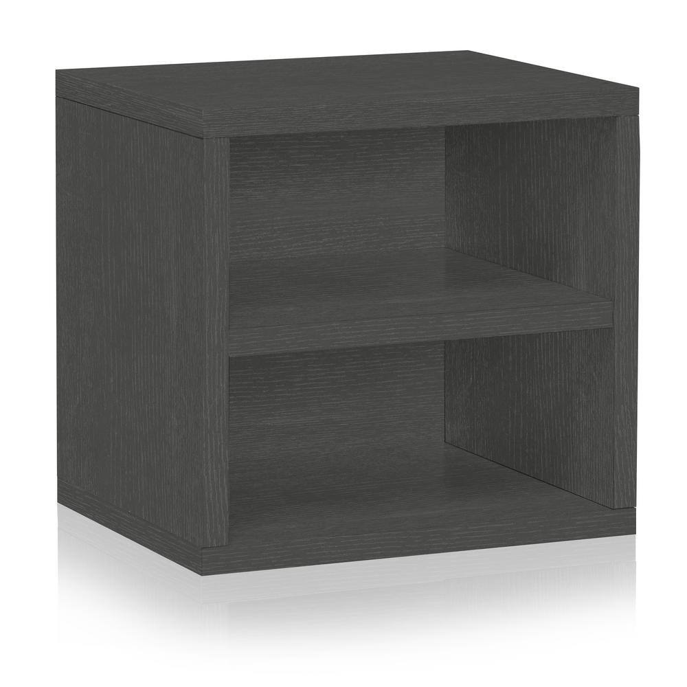 Way Basics 12.6 in. H x 13.4 in. W x 11.2 in. D Charcoal Black zBoard Paperboard Stackable Single Cube Organizer with Shelf WB-C-SCUBE-CB