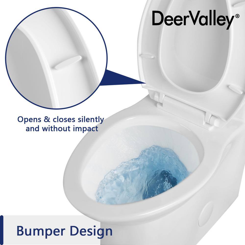 DEERVALLEY Symmetry 1-Piece 1.11.6 GPF Dual Flush Elongated Toilet in White with Map Flush 1000g Soft Closed Seat Included DV-1F52508