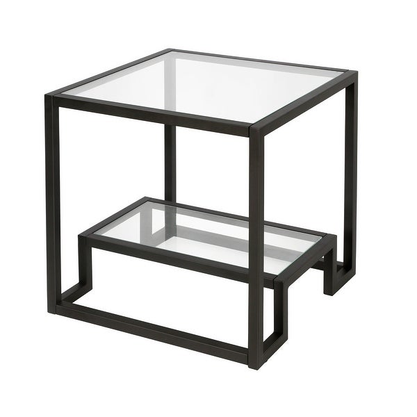 Athena Geometric Luxe Side Table in Silver