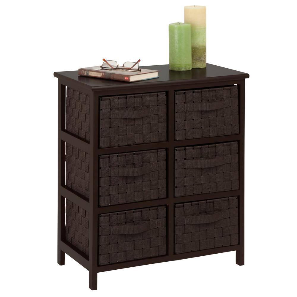 Honey-Can-Do 24.2 in. H x 11.93 in. W x 21.54 in. D Brown Wood 6-Cube Organizer TBL-03759