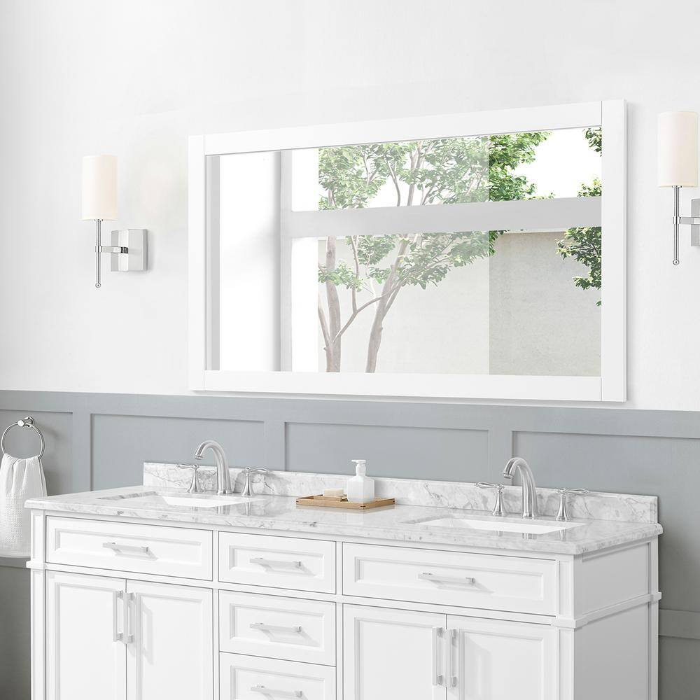 Home Decorators Collection Caville 60 in. W x 32 in. H Rectangular Framed Wall Mount Bathroom Vanity Mirror in White Caville BMR-W