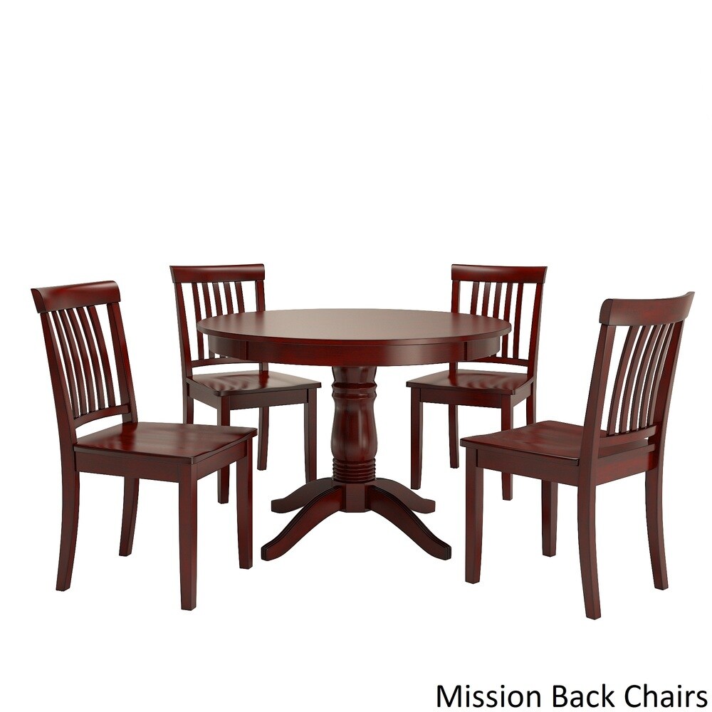 Wilmington II Round Pedestal Base Antique Berry Red 5 Piece Dining Set by iNSPIRE Q Classic