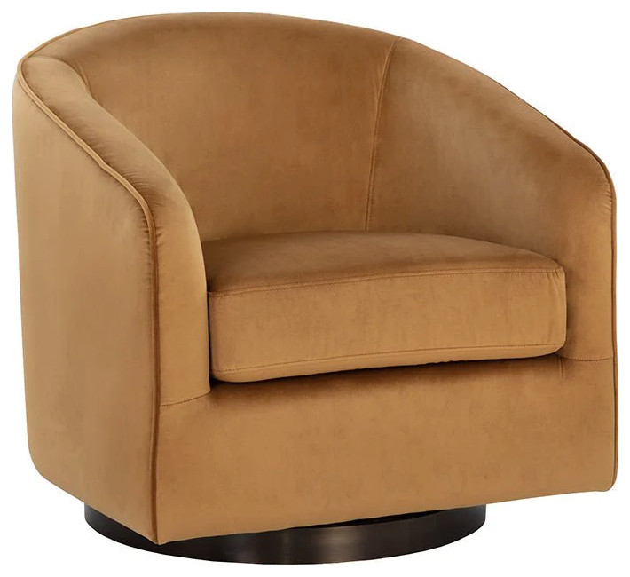 Seymour Swivel Lounge Chair  Dark Bronze  Gold Sky   Contemporary   Armchairs And Accent Chairs   by Peachtree Fine Furniture  Houzz