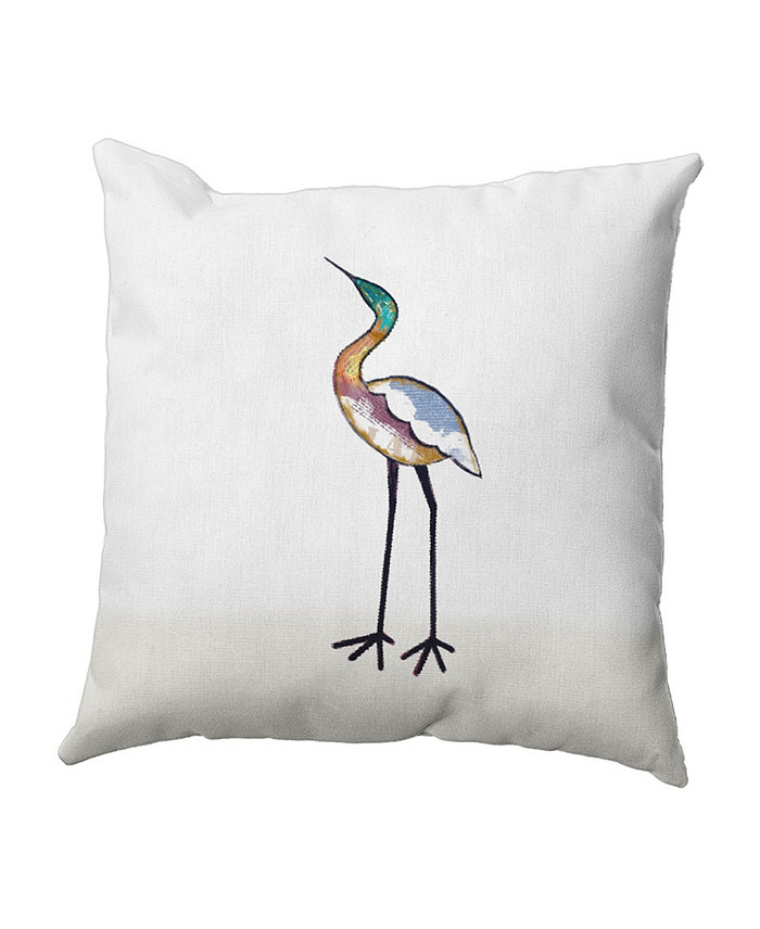 E by Design Bird Fashion 16 Inch White and Off White Decorative Coastal Throw Pillow