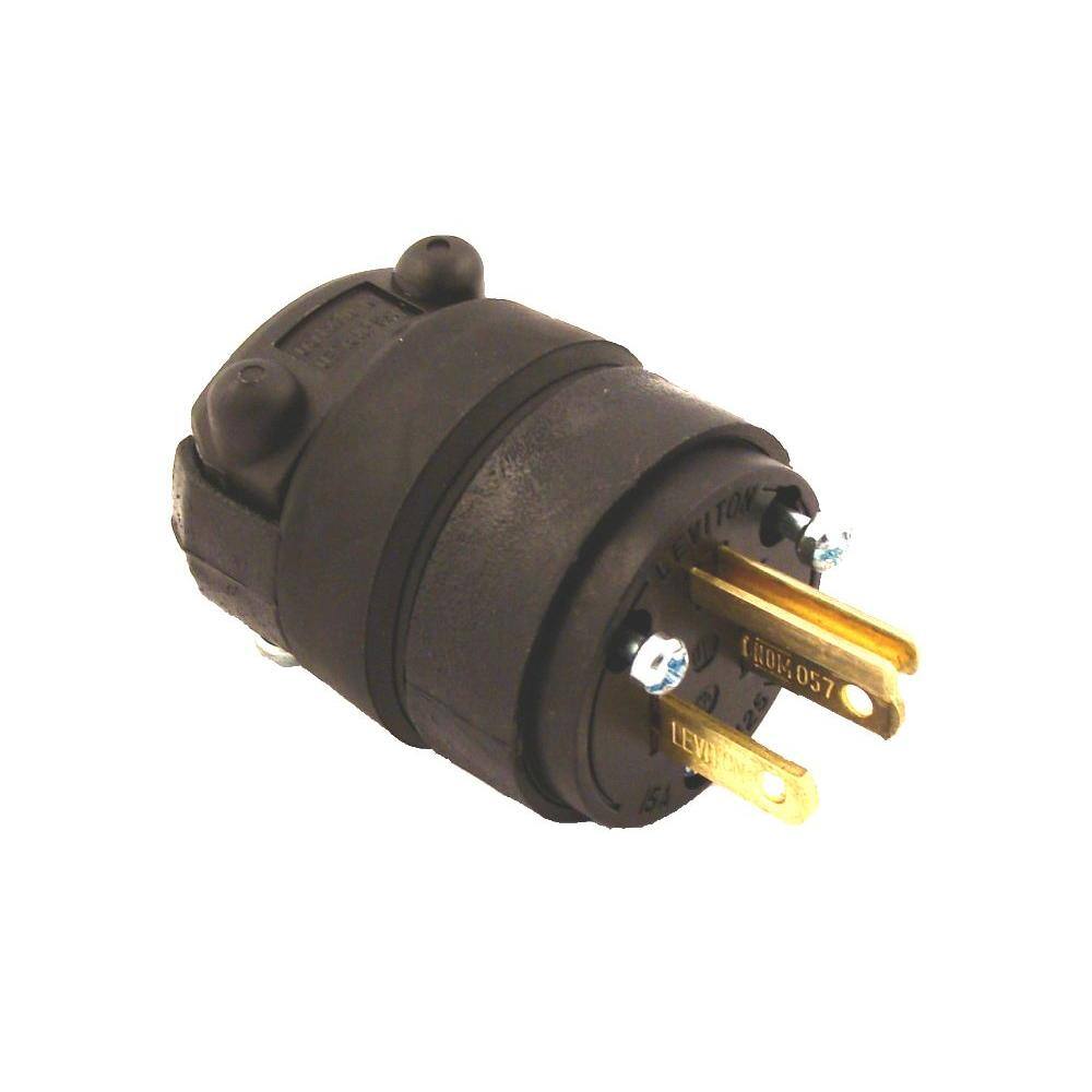 Leviton 15 Amp 125-Volt Rubber Grounding Plug R60-515PR-000