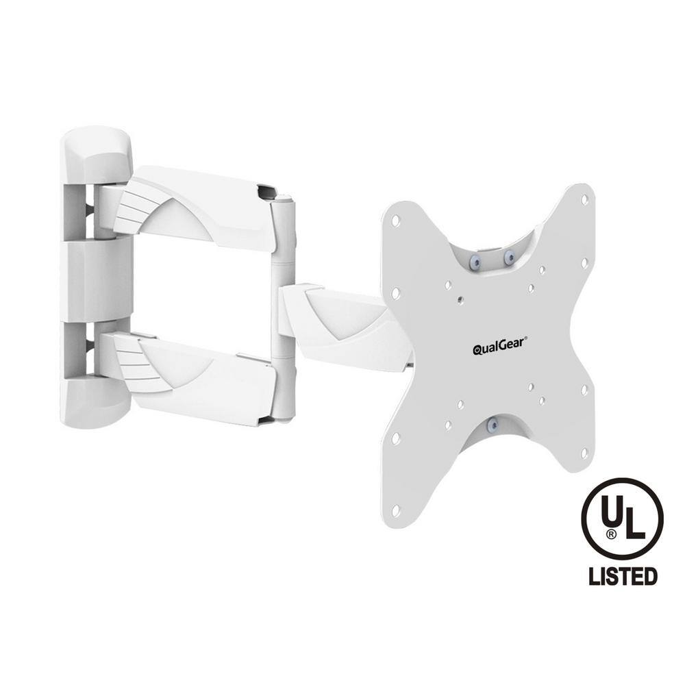 QualGear Premium Quality Contemporary Style Ultra Low-Profile Full-Motion Wall Mount for 23 in. - 42 in. TVs [UL Listed] QG-TM-005-WHT