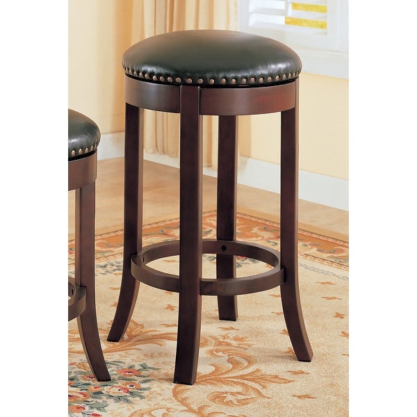 Mikah Dark Brown Faux Leather Swivel Stools (Set of 2)