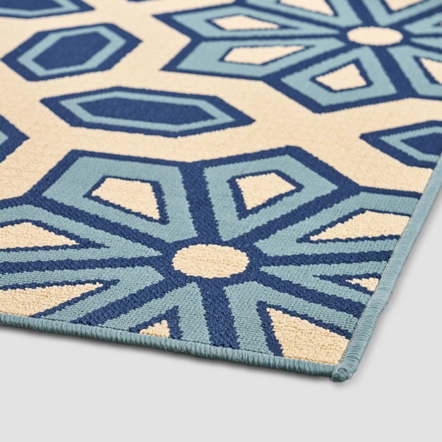 8 x27 X 11 x27 Tegan Geometric Outdoor Rug Ivory blue Christopher Knight Home