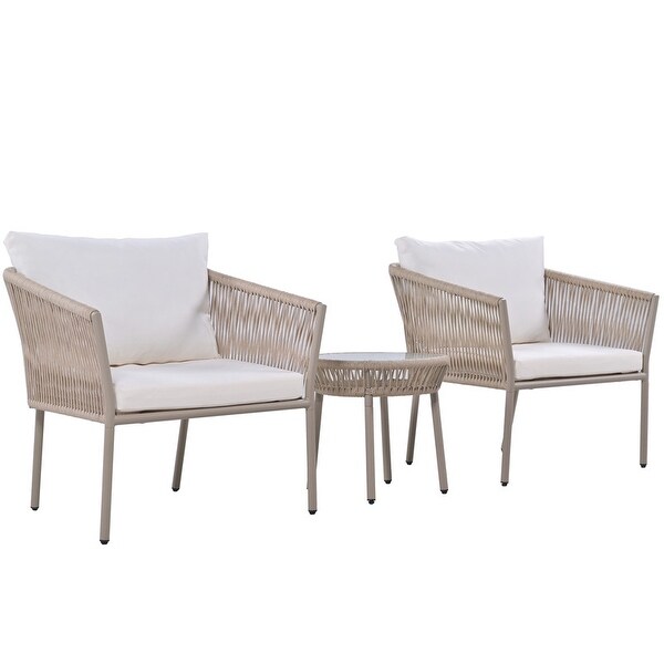 3 Pieces Patio Furniture Set Outdoor Patio Conversation Set Bistro Set Modern Porch Furniture Lawn Chairs with Coffee Table - Overstock - 37283737