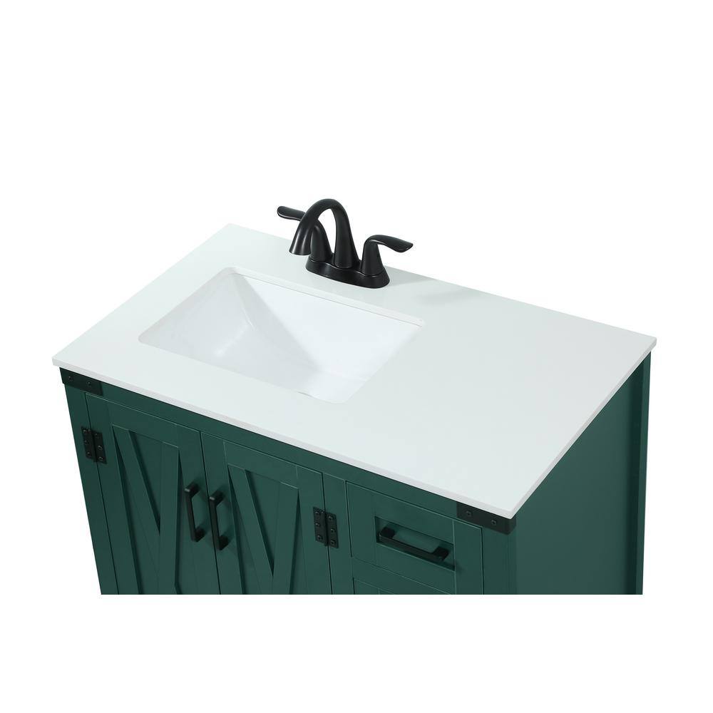 Timeless Home 19 in. W x 32 in. D x 34 in. H Bath Vanity in Green with Ivory White Quartz Top TH180464MGN