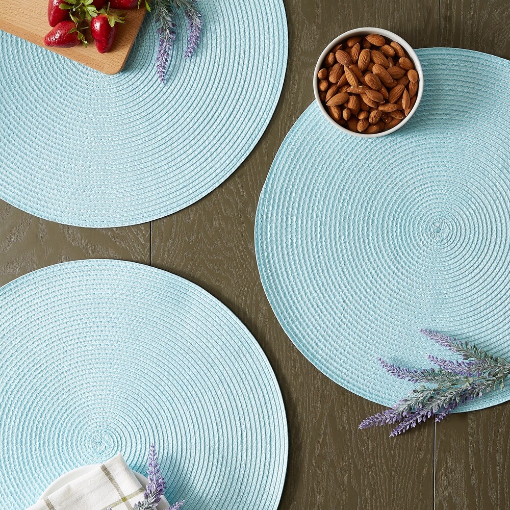 DII White Round PP Woven Placemat Set of 6